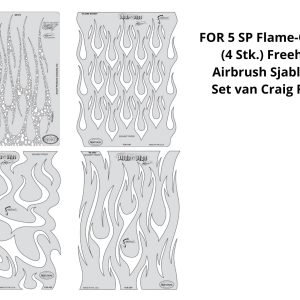 ARTOOL FOR 5 SP Flame-O-Rama (4 Stk.) Freehand Airbrush Sjabloon Set van Craig Fraser